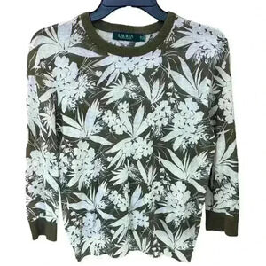 Lauren Ralph Lauren Lightweight Botanical Print Sweater Sz SP